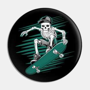 Skeleton Skateboarder Skull Skater Pin