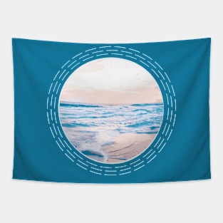 Waves Approaching During Pleasant Day At Beach Abstract Nature Art Tapestry