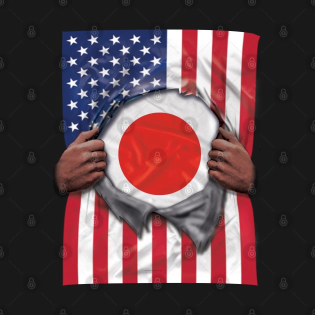 Japan Flag American Flag Ripped - Gift for Japanese From Japan by Country Flags