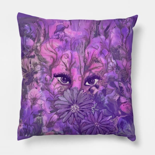 Beautiful Creature Artwork in Pink and Purple Pillow by Klssaginaw
