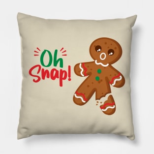 Gingerbread Man Oh Snap! Snapped Leg Funny Christmas Pillow