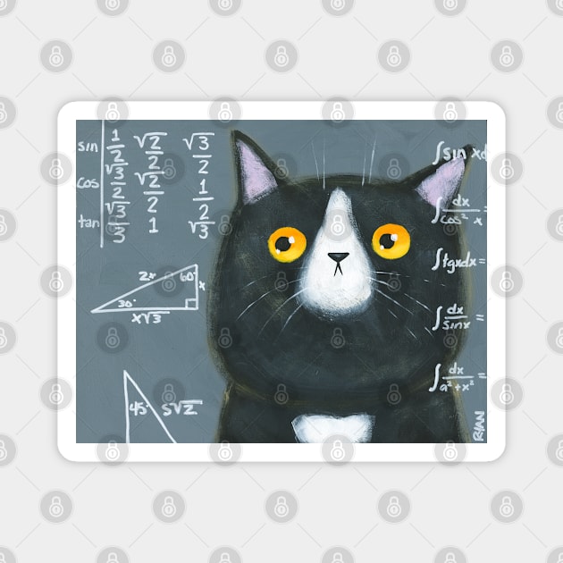 Maths Cat Magnet by KilkennyCat Art