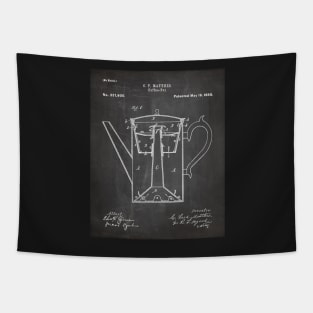 Coffee Percolator Patent - Coffee Lover Kitchen Décor Art - Black Chalkboard Tapestry