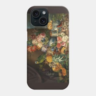 Still Life with Fruit Flowers and a Parrot by Josef Schuster Phone Case