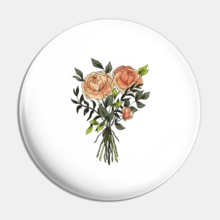 Orange Floral Bunch Pin