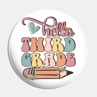 Hello 3rd Grade Pencil Back to School Teacher Student Gift Pin