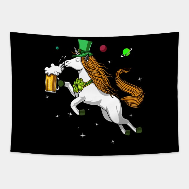 Leprechaun Unicorn St Patricks Day Beer Irish Party Tapestry by underheaven