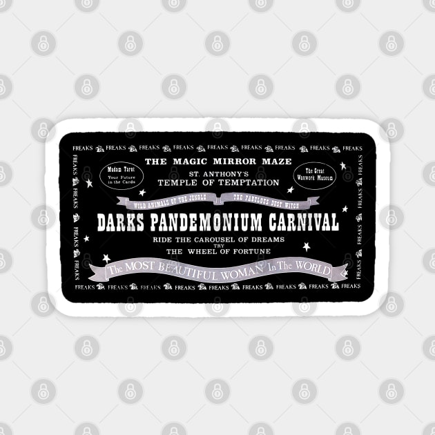 Dark Carnival Inverted for dark color shirts Magnet by The Curious Cabinet