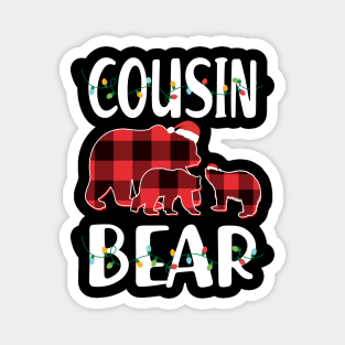 Cousin Bear Red Plaid Christmas Pajama Matching Family Gift Magnet