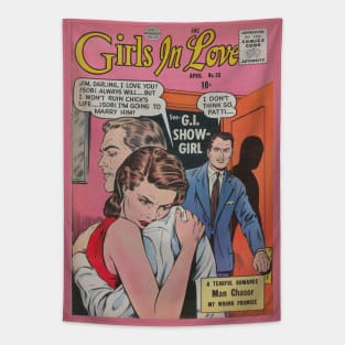 Vintage Romance Comic Book Cover - Girls In Love Tapestry