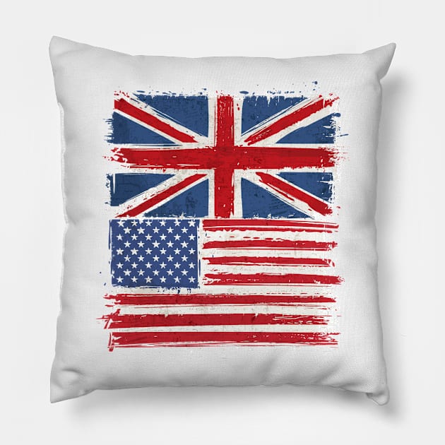 America and Uk Flag Pillow by Islanr