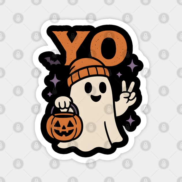 Yo Ghost Halloween Pumpkin Artwork Magnet by MakerMind8.2
