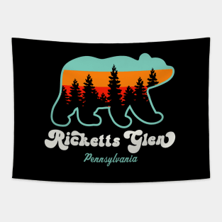 Ricketts Glen State Park Camping Hiking Retro Bear Tapestry