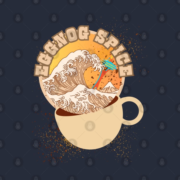 Great Wave of Eggnog Spice. Holiday Coffee Tsunami Cascadia Style by SwagOMart