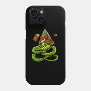 Cartoon snake with pile of books - bookworm Phone Case