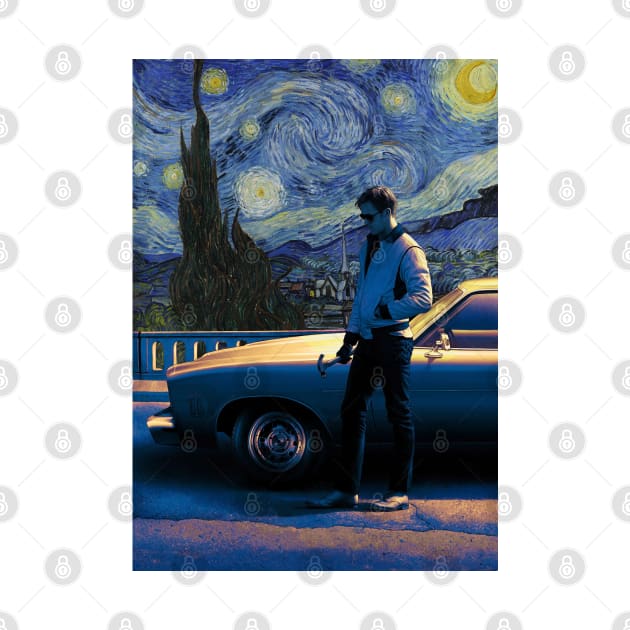 Vincent Van Gogh's Starry Night and Ryan Gosling in Drive by luigi-tarini