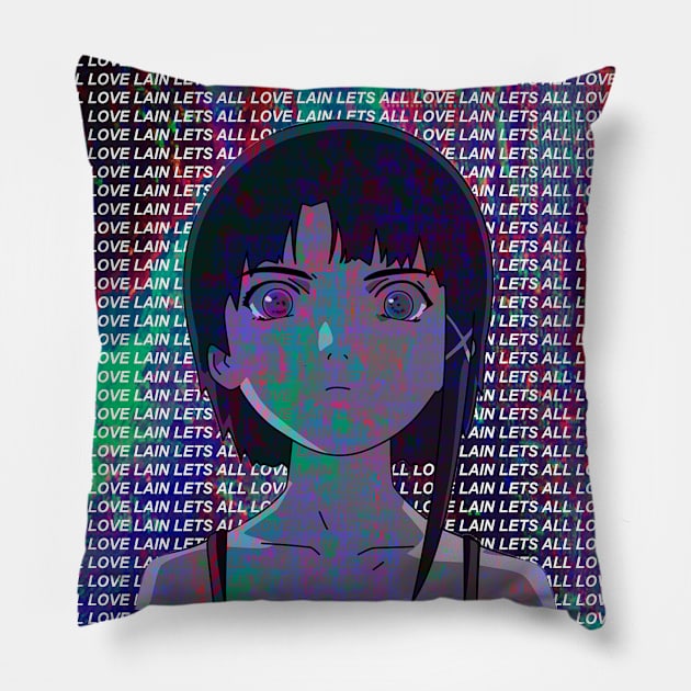 LETS ALL LOVE LAIN SAD JAPANESE ANIME AESTHETIC Pillow by Poser_Boy