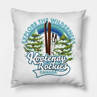 Kootenay Rockies Canada Ski travel logo Pillow