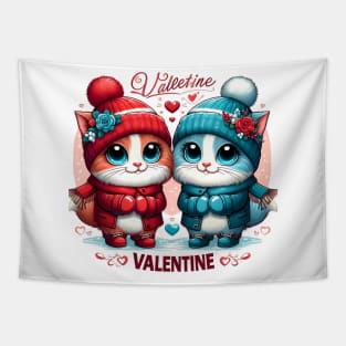 Adorable Couple Cats for Valentine's Day Tapestry