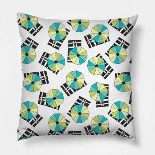 Aerial Beach View Umbrellas Pillow