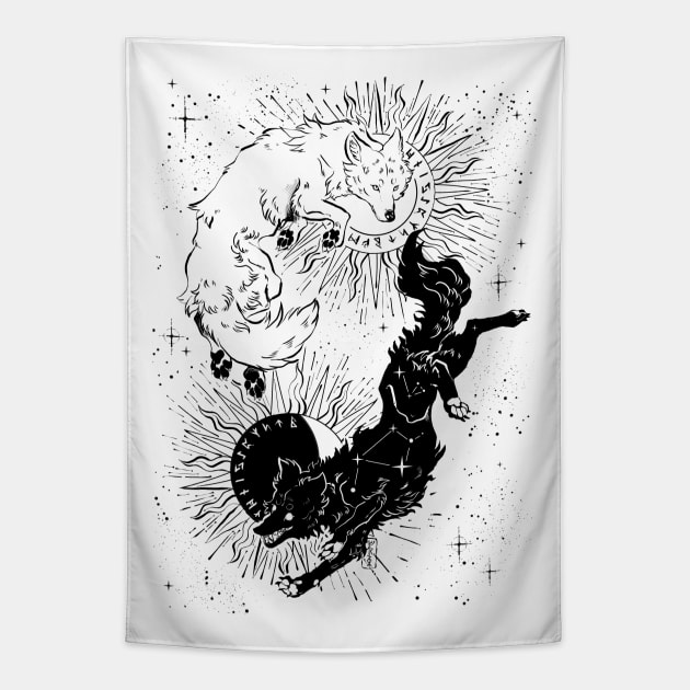 Hati and Sköll Tapestry by Le Cerf Noir