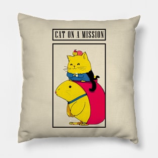 CAT ON A MISSION Pillow