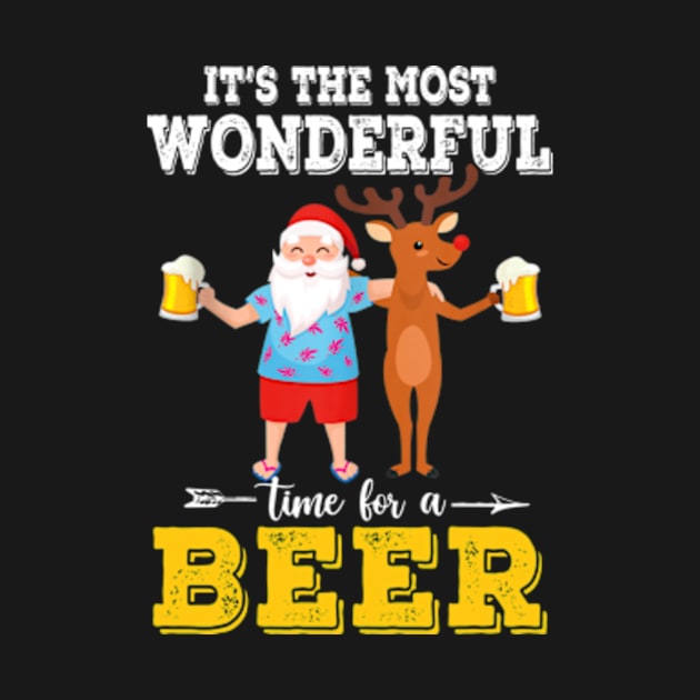 It's the Most Wonderful Time for a Beer Reindeer Santa Tropical Christmas by Madridek Deleosw