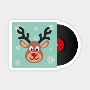 Christmas Party Vinyl Lp | Cute Deer | Xmas Music Magnet