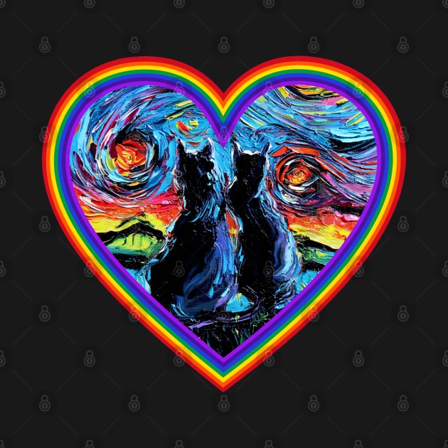 van Gogh's Cats in a rainbow heart by sagittariusgallery