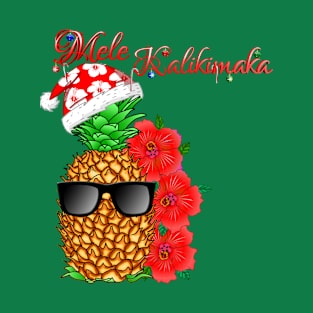 Mele Kalikimaka Hawaiian Pineapple Merry Christmas T-Shirt