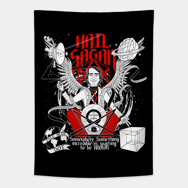 Hail Sagan, Baphometh American Astronomer author Tapestry by Juandamurai