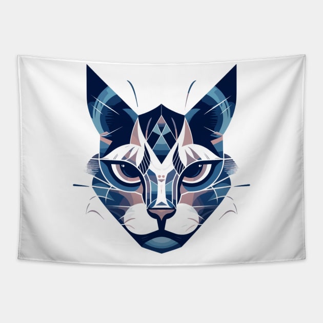 Geometric Cat Face Tapestry by DLXDesignz