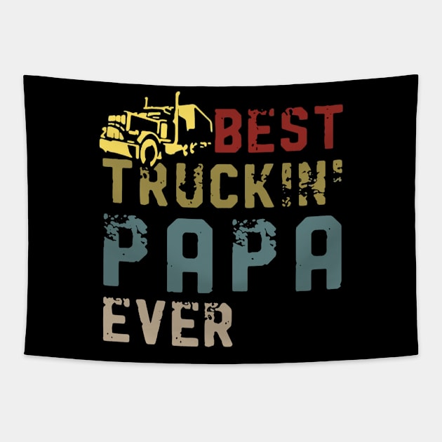 Best Truckin' Papa Ever  Gift On Fathers Day Tapestry by Drich Store