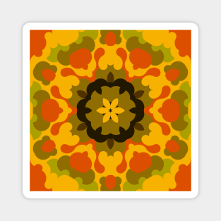 Retro Mandala Flower Yellow and Orange Magnet