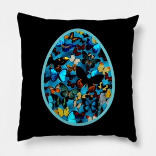 Blue Easter Egg With Colorful Butterflies for Spring Pillow