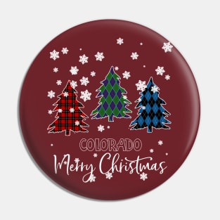 Colorado Merry Christms Buffalo Plaid Xmas Tree  Pin