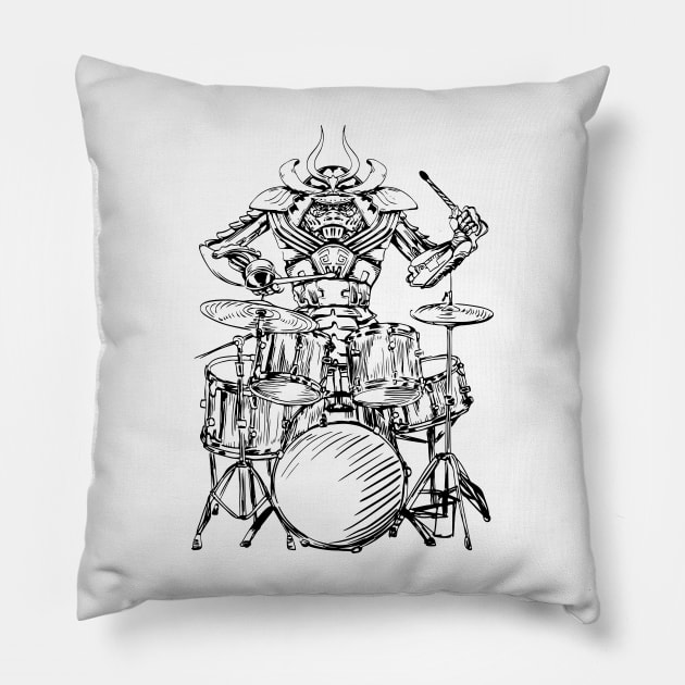 SEEMBO Samurai Playing Drums Drummer Musician Drumming Band Pillow by SEEMBO