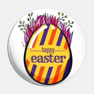 Happy Easter Day. Yellow Easter Egg Pin