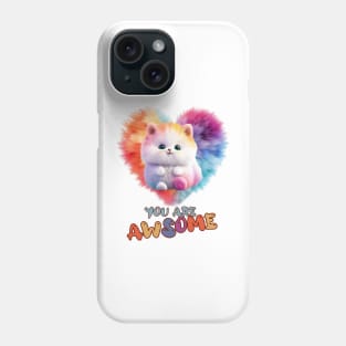 Fluffy: "You are awsome" collorful, cute, furry animals Phone Case