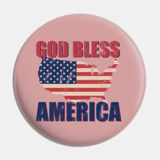 God Bless America US Flag Map Distressed Patriotic Art Pin