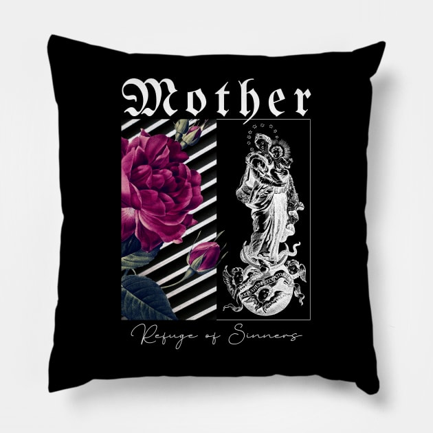 Refuge of Sinners Pillow by Little Fishes Catholic Tees