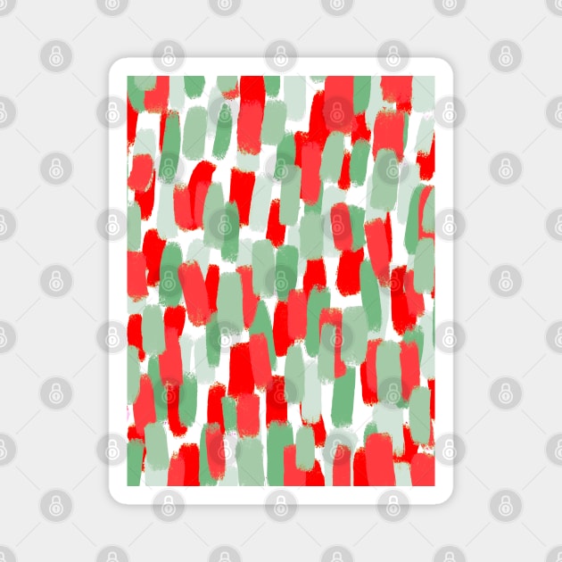 Red and Green, Paint Brush Strokes, Abstract Magnet by OneThreeSix