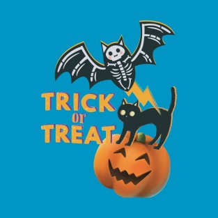 Trick Or Treat Bat And Cat Funny T-Shirt