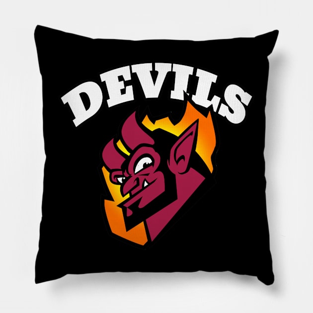 Devils Mascot (white letter) Pillow by Generic Mascots