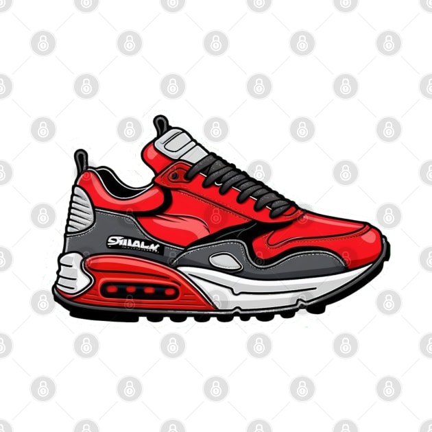 Make a Sustainable Statement with Greenbubble's Cartoon High Sneaker Design in red by Greenbubble