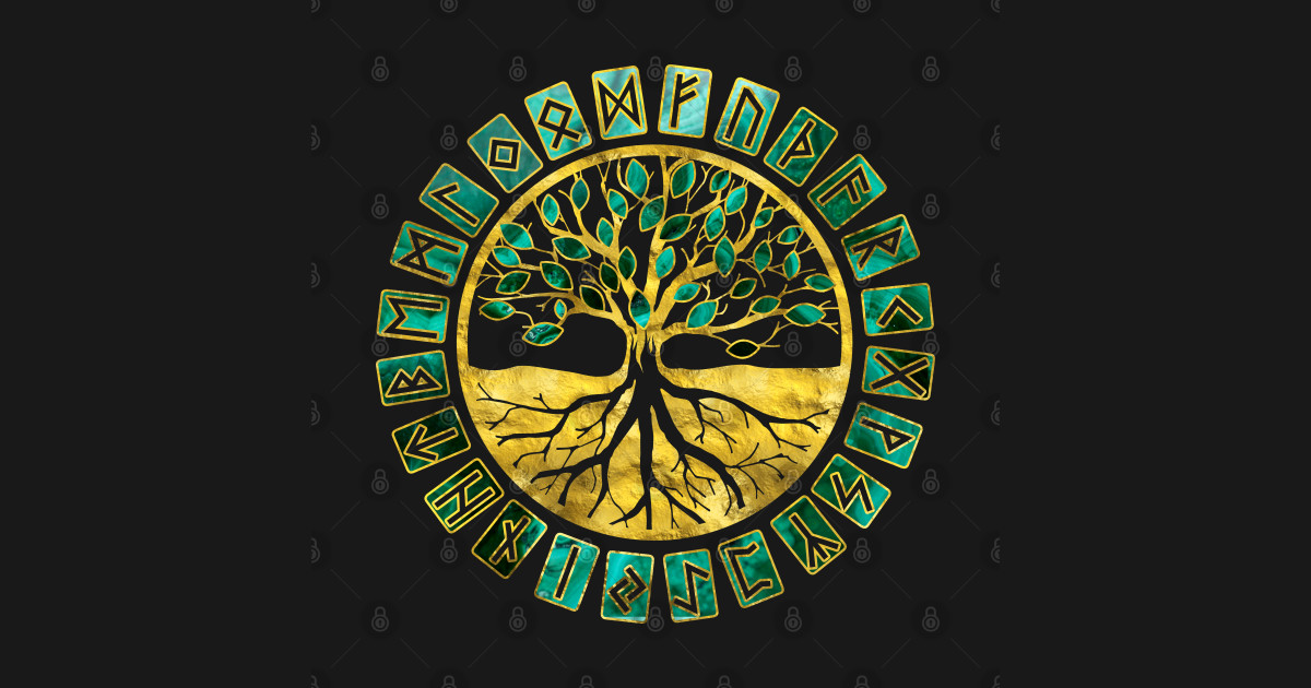Tree of life -Yggdrasil and Runes alphabet - Tree Of Life - T-Shirt ...