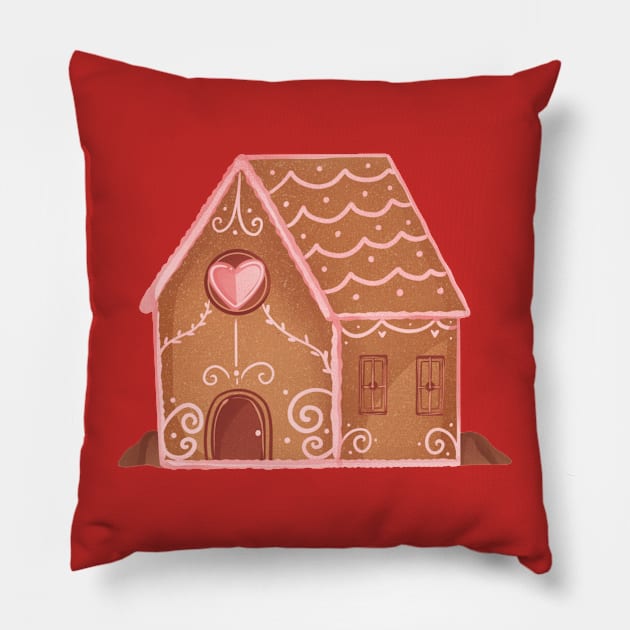 Gingerbread house Pillow by Rad Bananas