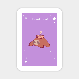 "Thank You" Coffee Sloth Magnet