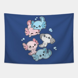 Transgender Axolotl LGBT Pride Flag Tapestry