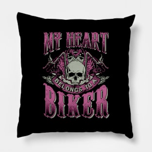 Motorcycle My Heart Belongs To Bikerfriend Pillow